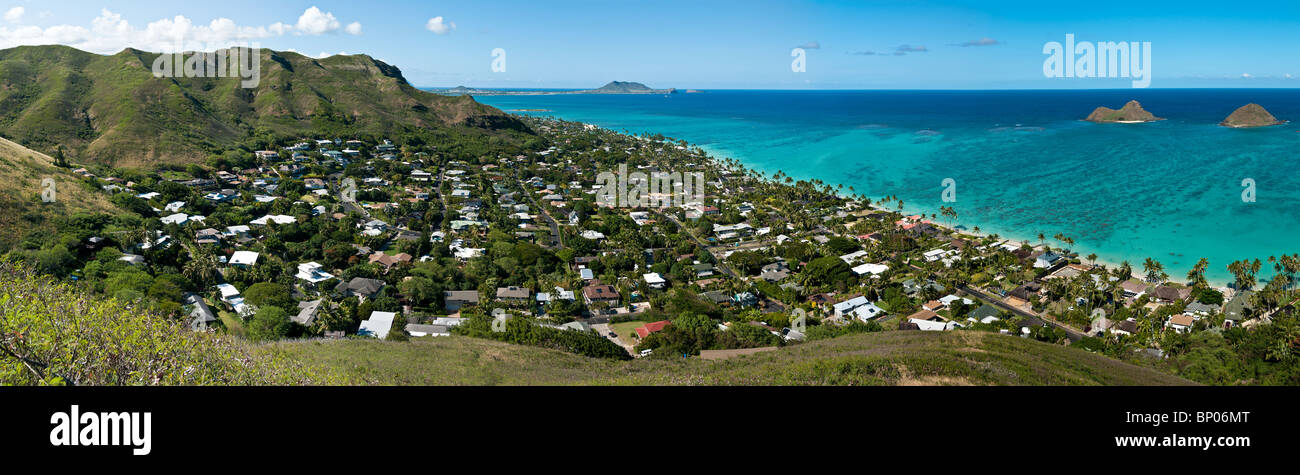 Mokulua isole al largo di Lanikai Beach, Kailua Bay, Oahu, HI Foto Stock