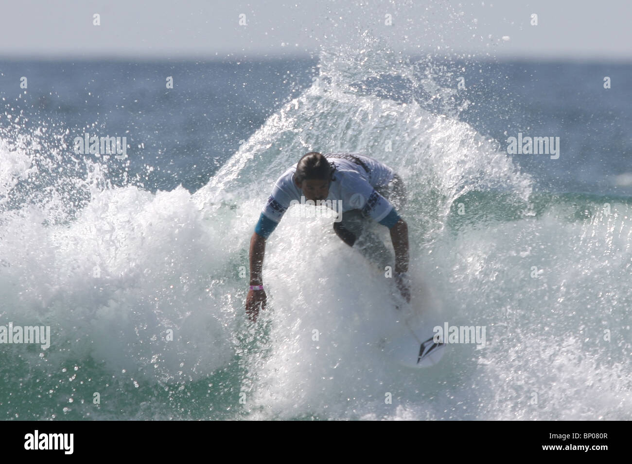 Il neozelandese, Jay Quinn, runner fino al Relenless Boardmasters surf, concorrenza, Newquay Cornwall, Agosto 8th. Foto Stock