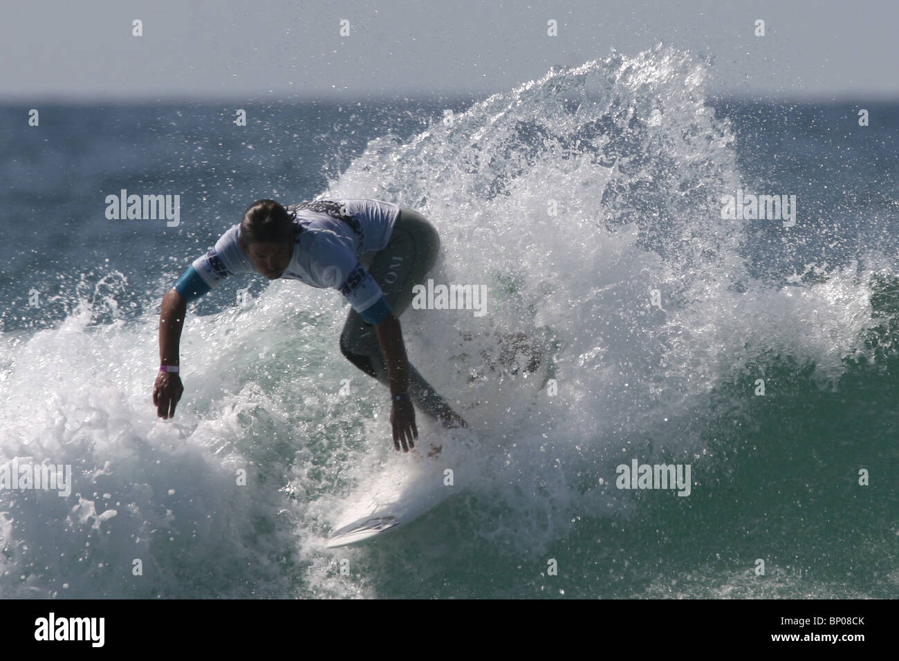 Il neozelandese, Jay Quinn, Relenless Boardmasters surf, concorrenza, Newquay Cornwall, Agosto 8th, 2010. Foto Stock