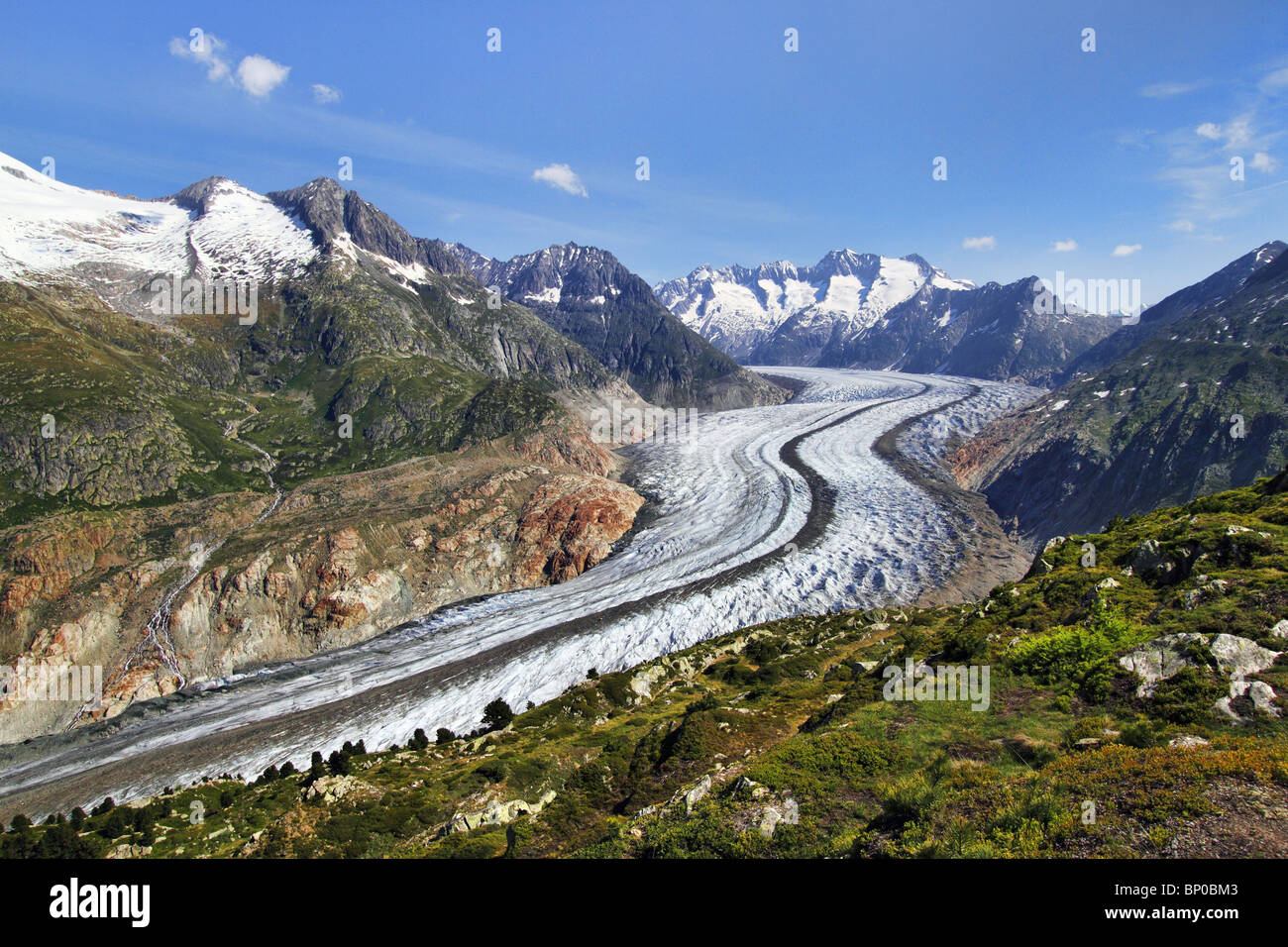 Il grande ghiacciaio di Aletsch Foto Stock