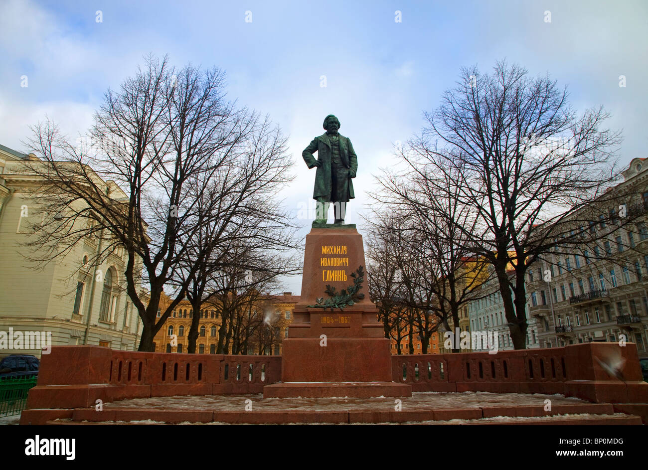 Russia, San Pietroburgo; un monumento per il compositore russo Mikhail Glinka, famoso per la sua opera "Ruslan e Ludmilla' Foto Stock