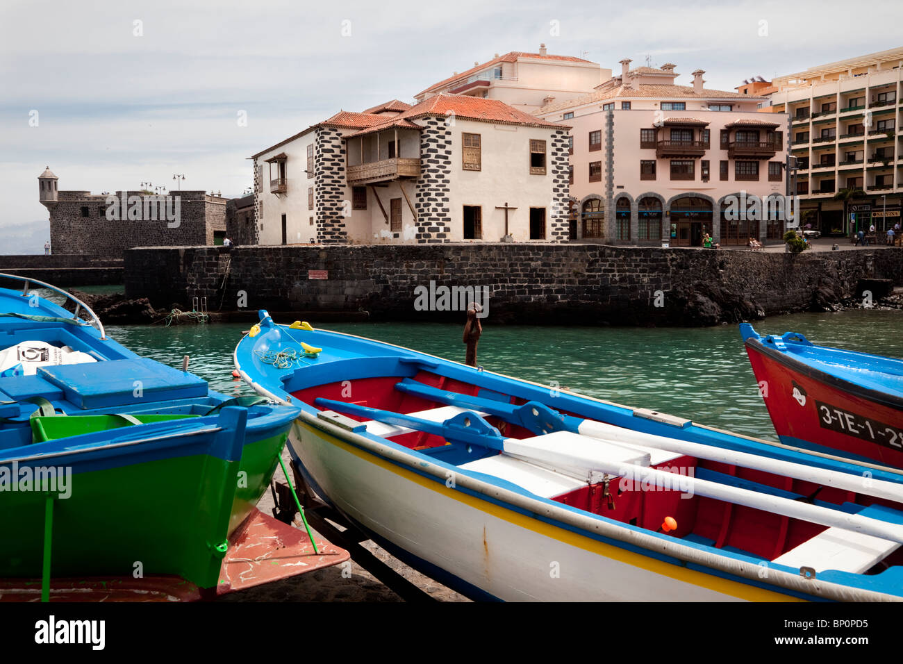 Porto di pesca e Marina, Puerto de la Cruz, Tenerife, Isole Canarie, Spagna Foto Stock