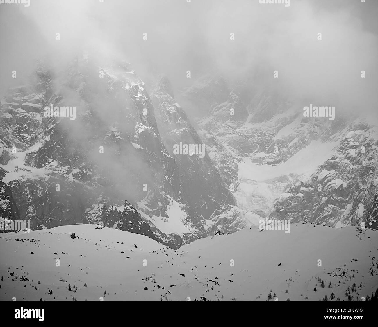 Mont Blanc mountain range, Chamonix, Francia Foto Stock