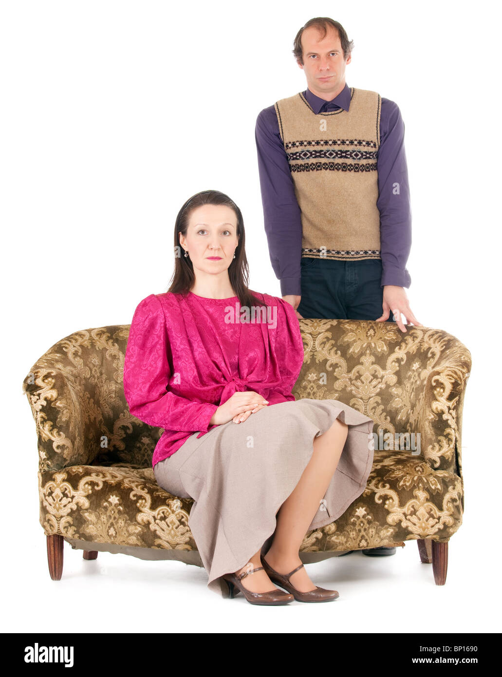 Il kitsch coppia matura avendo problemi di relazione Foto Stock