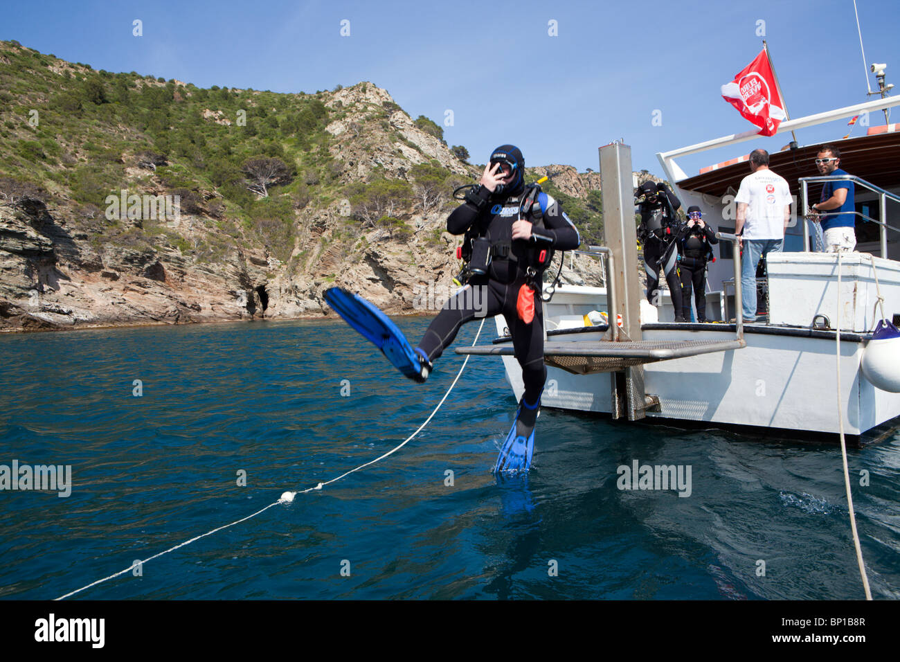 Scuba Diving in Costa Brava, Cap de Creus, Costa Brava, Spagna Foto Stock