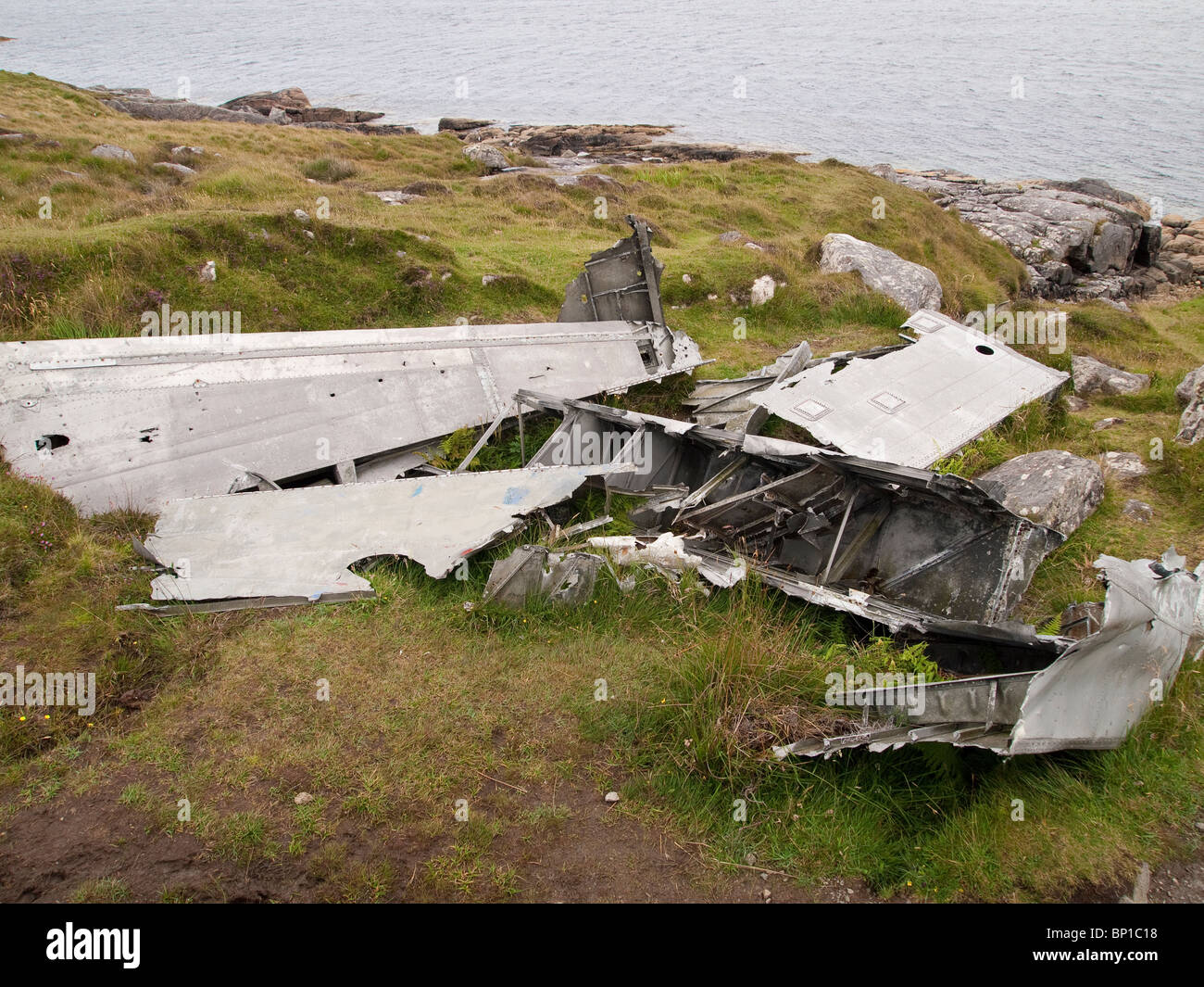 WWII Catalina relitto su Vatersay Isola, Scozia Foto Stock