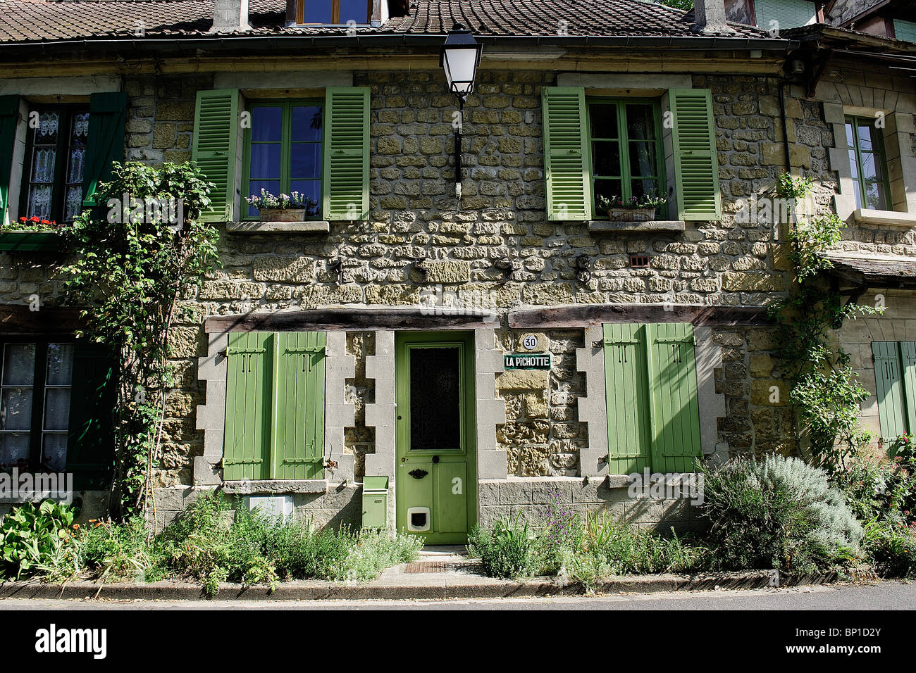 Francia, Val d'Oise, Vexin, Auvers sur Oise, facciata della casa Foto Stock
