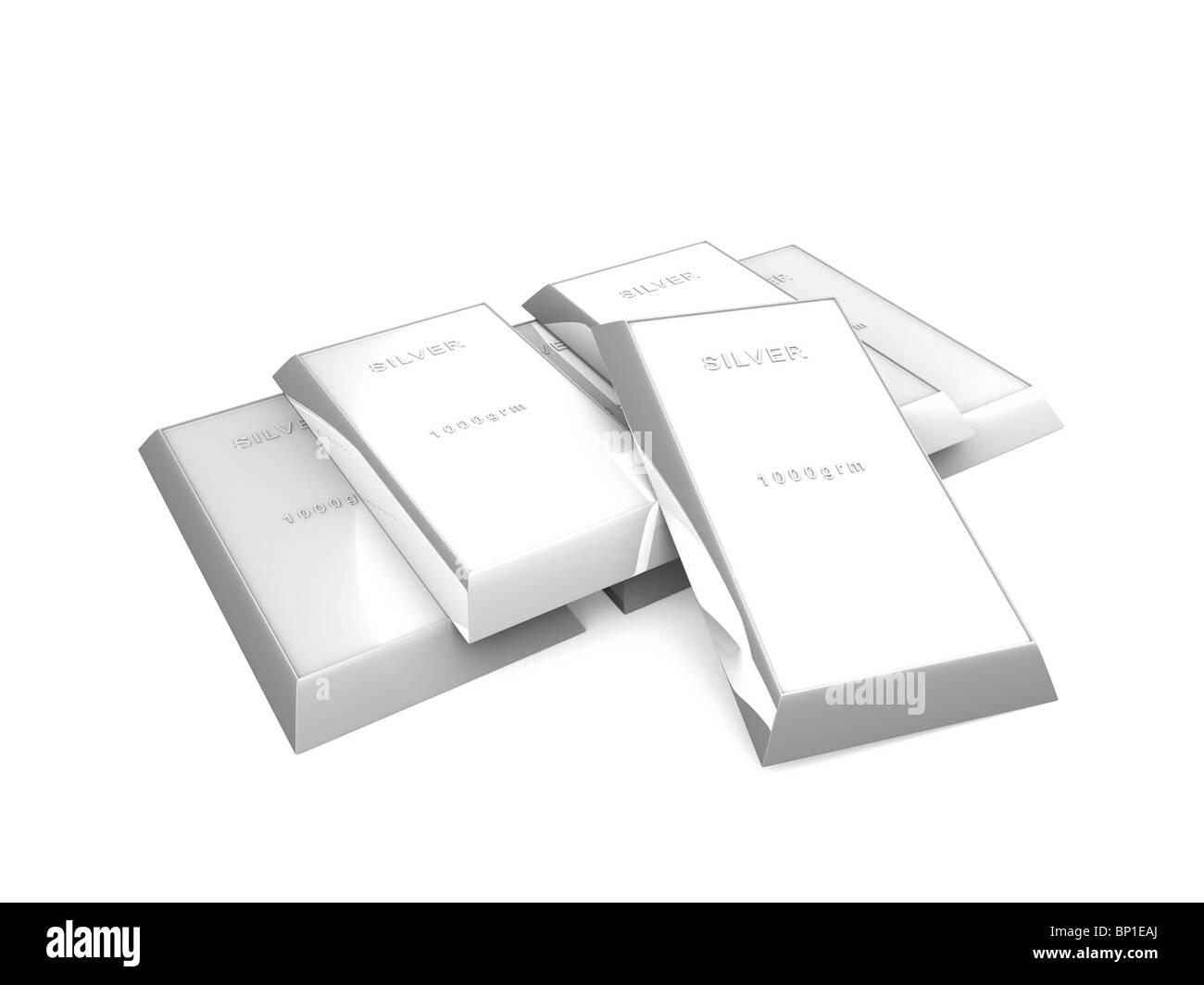 Immagine 3d, barre di argento, isoolated bg Foto Stock
