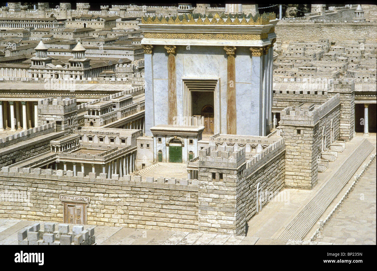 Modello di il tempio di Erode in Gerusalemme. Il tempio è stato un 50 m alto edificio in marmo costruito sulla collina più alta di Gerusalemme. Il Foto Stock