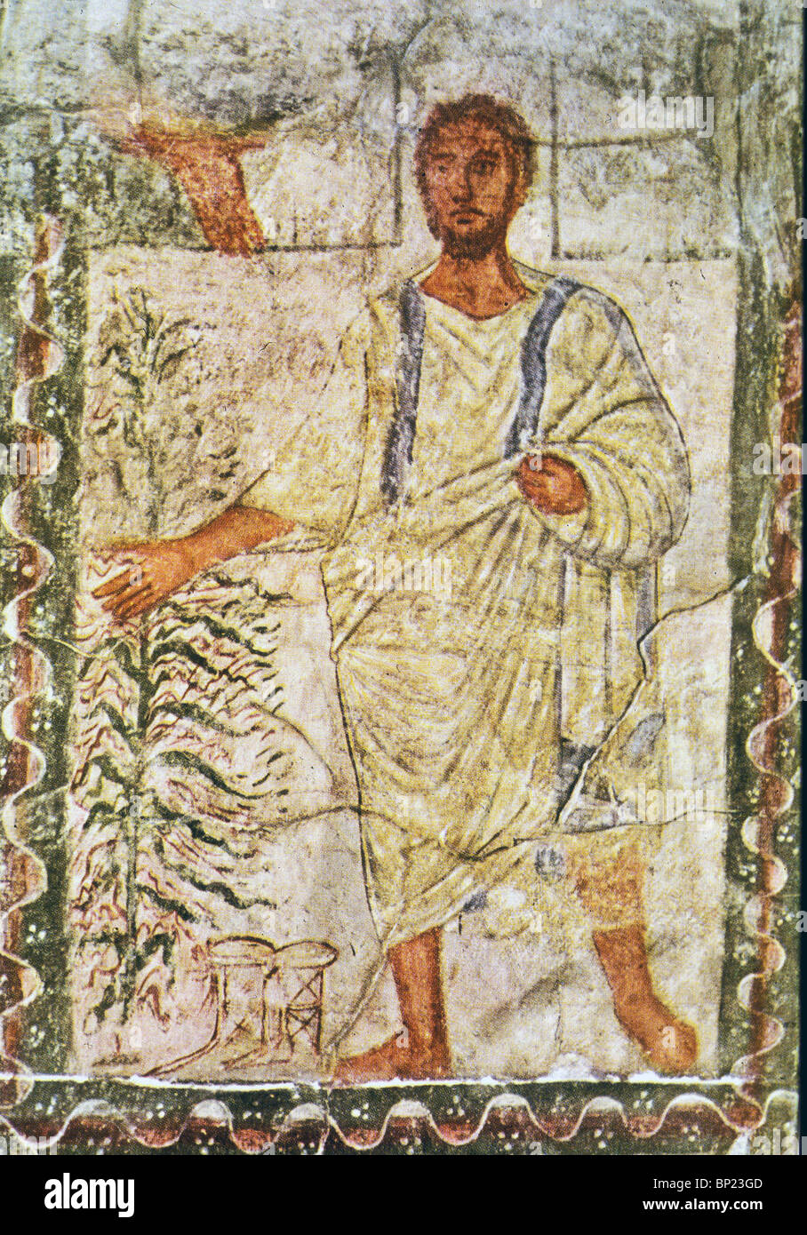 Mosè e il roveto ardente dipinto da Dura Europos Sinagoga risalente al C. 245 A.D. Situato in TODA PER L IRAQ E ...ecco Foto Stock
