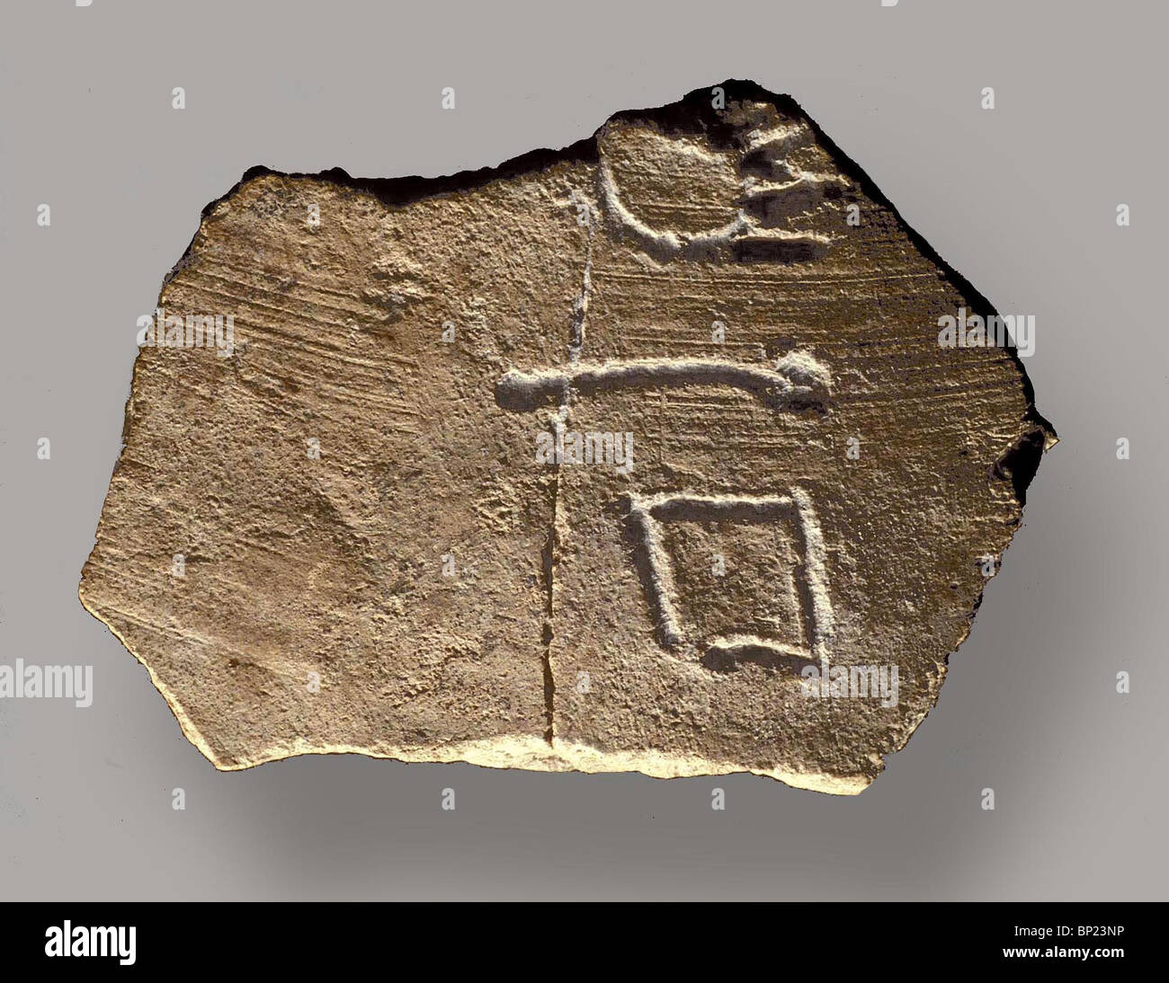 Uno dei EARLYEST proto-CNAANITE iscrizioni trovate in Ghezer risalente al 2ND MILENIUM BC. MID. PER CNAANITE. Foto Stock