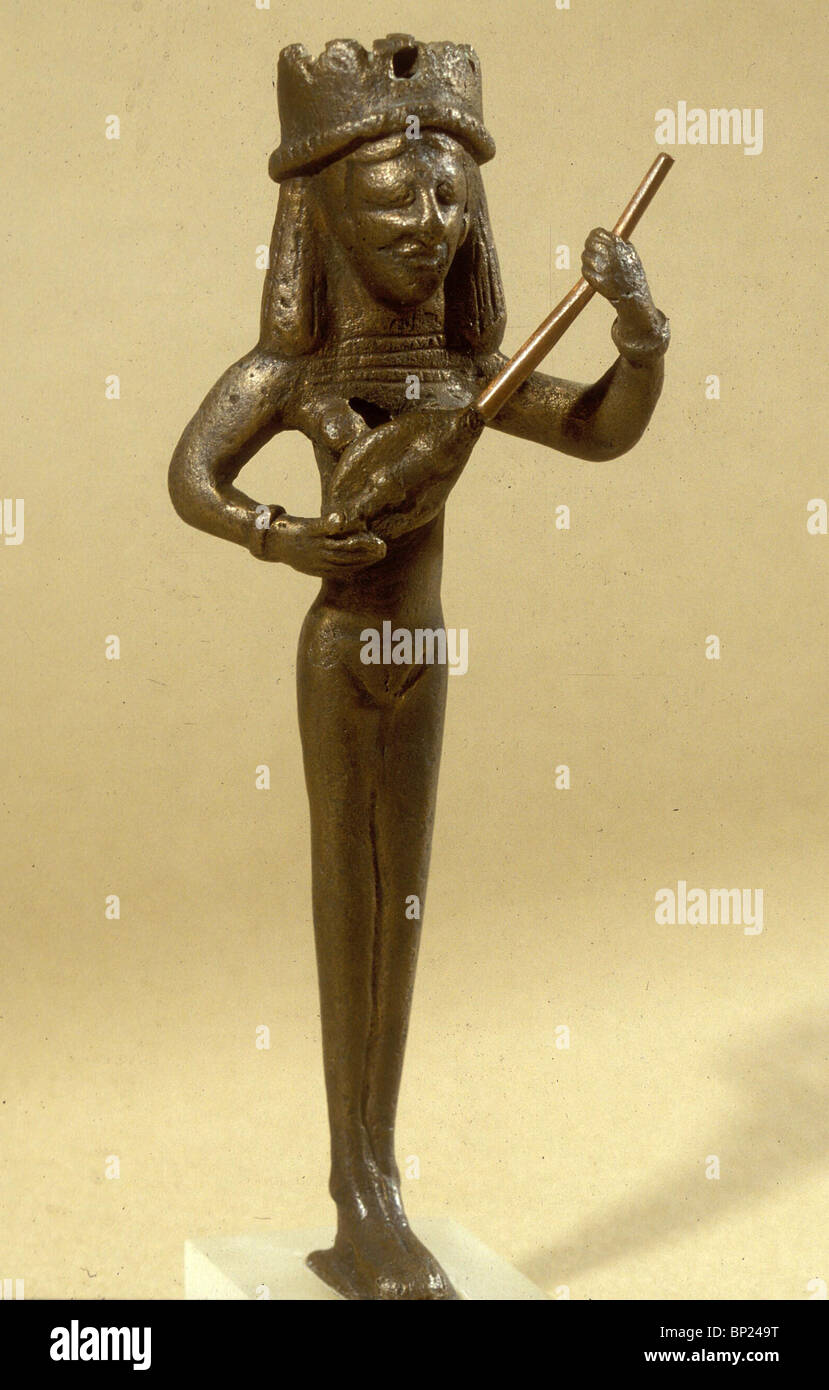 454. FIGURINE DI BRONZO di una femmina di liuto DATINF giocatore da 7-6Th. C. BC. Scavati in Beit Shean Foto Stock
