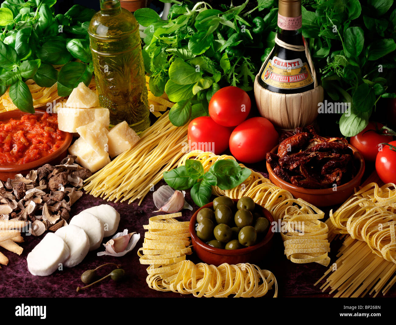 Il cibo italiano ingredienti Foto Stock