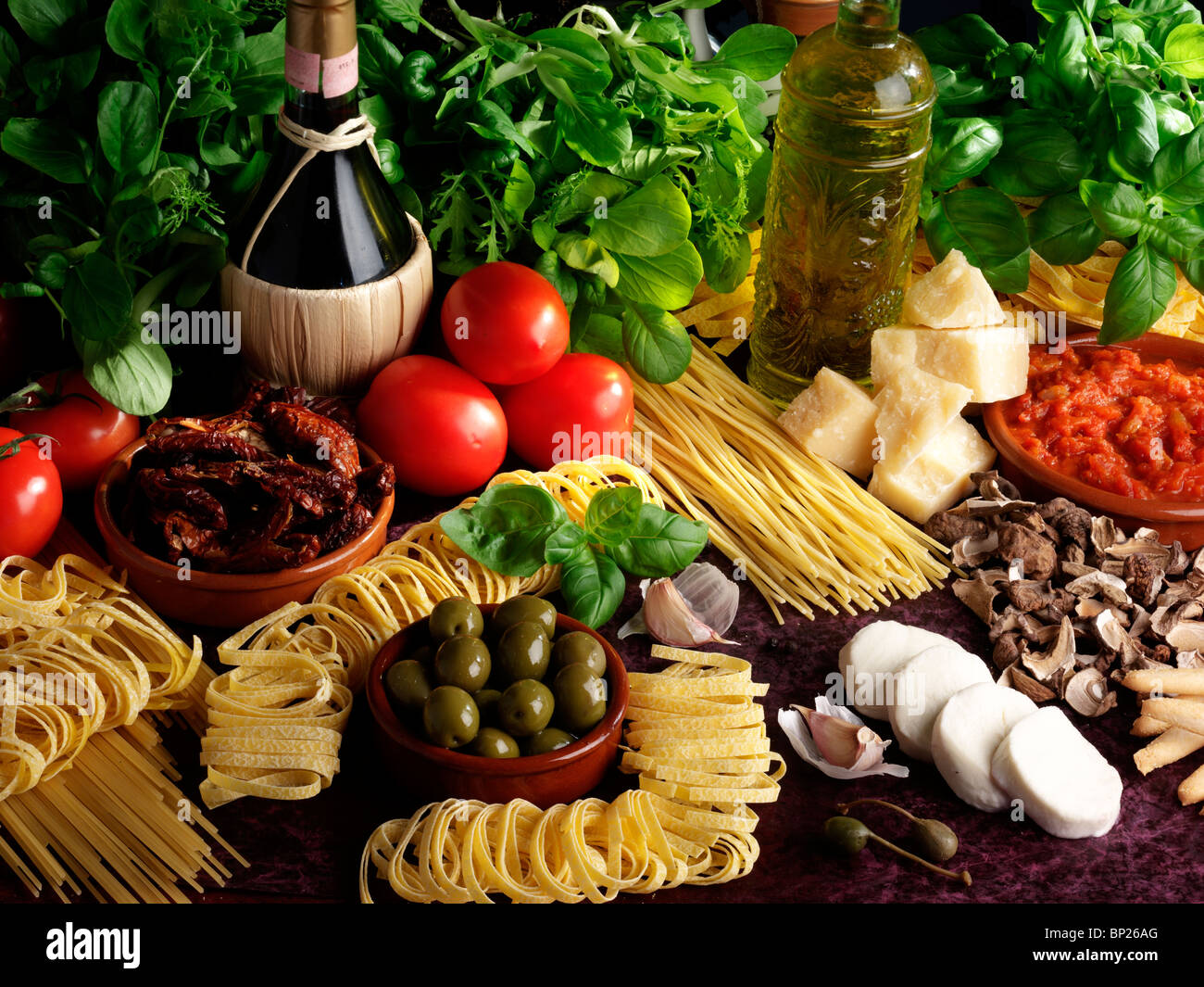 Il cibo italiano ingredienti Foto Stock