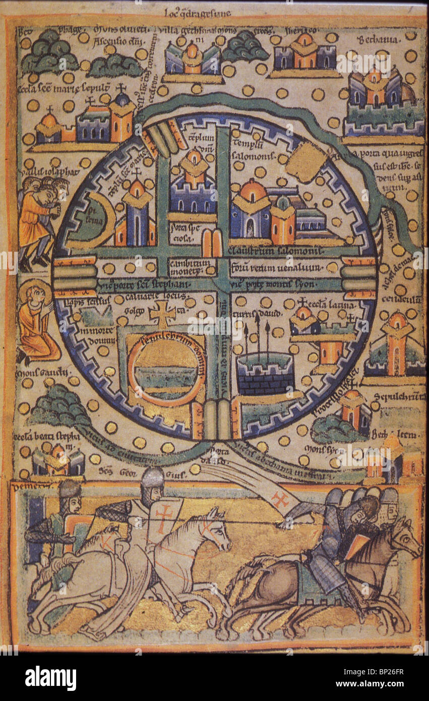 1069. Mappa di Gerusalemme crociato, 1170 Foto Stock