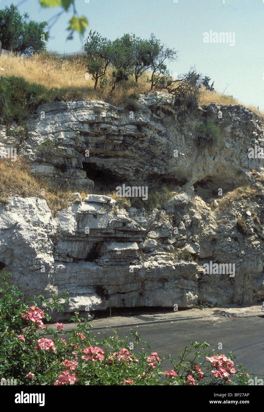 Il Golgota - il cranio a forma di roccia vicino al 'Garden Tomb' che secondo alcune tradizioni è stato il luogo della crocifissione di Gesù; Foto Stock