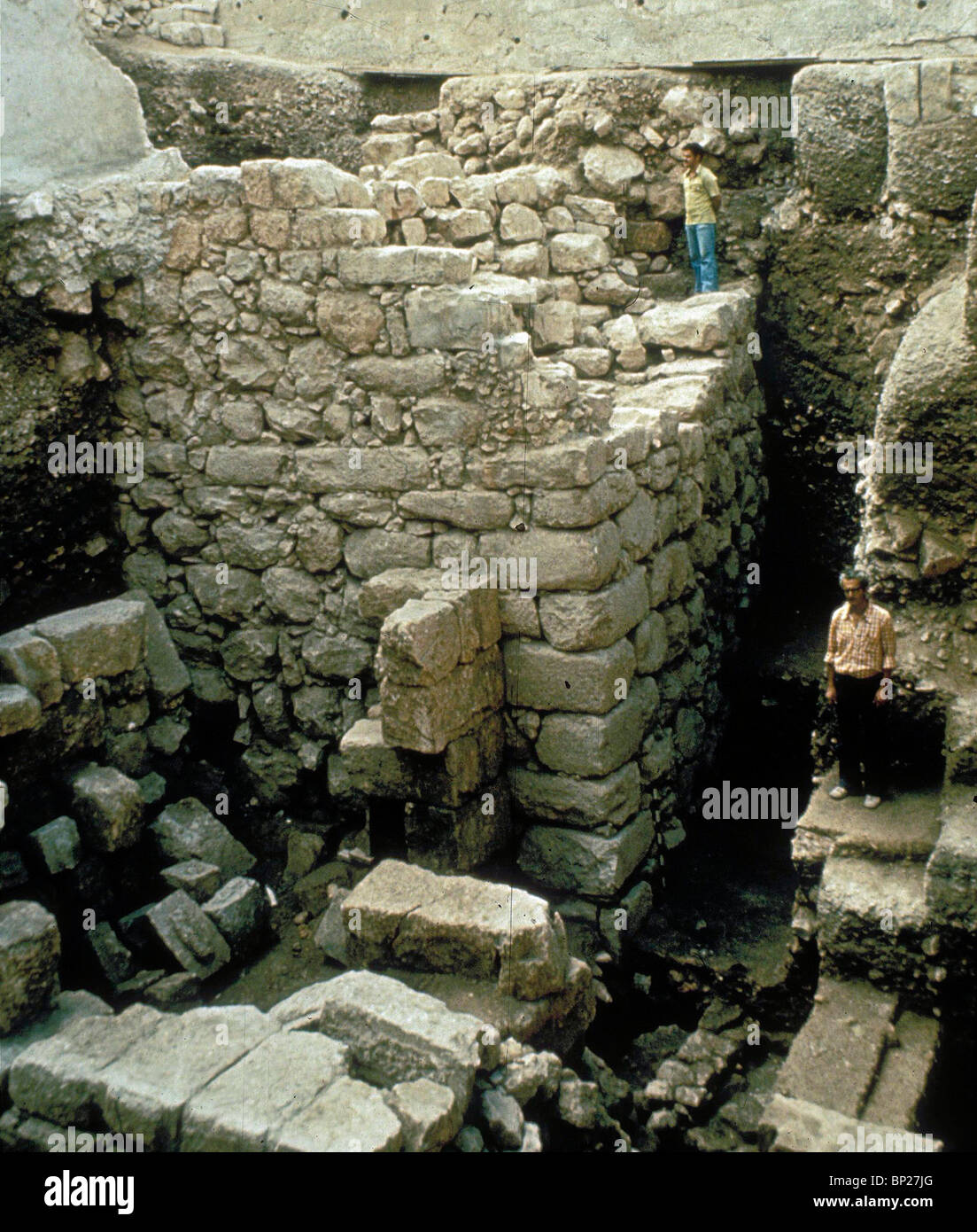 Gerusalemme l israelita torre costruita nel 8TH. C. a. C. Come parte delle mura della città. Fu distrutta nel 586 Foto Stock