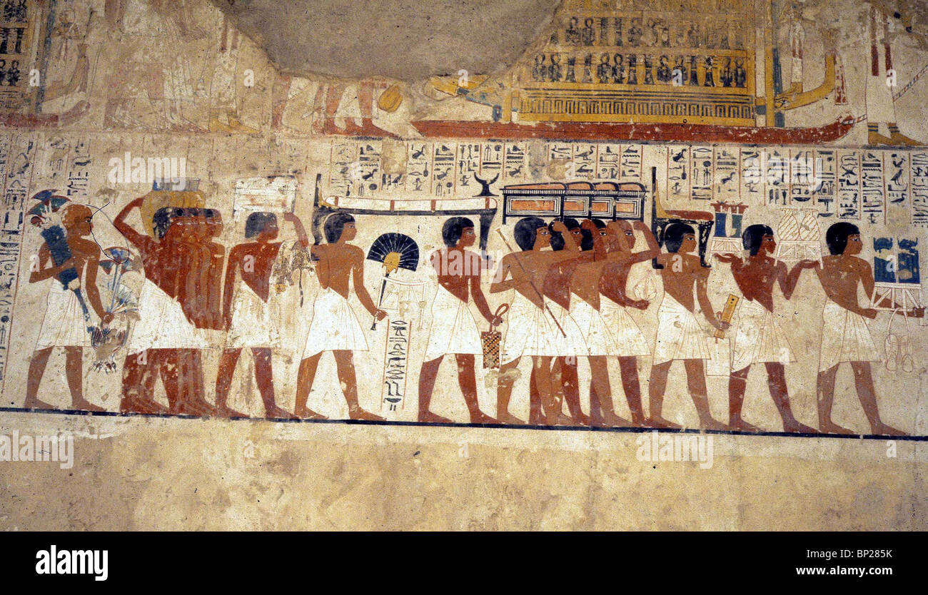 1855. Processione religiosa, pittura murale da Tebe, AMENOPHIS III. 1411 - 1375 A.C. Foto Stock