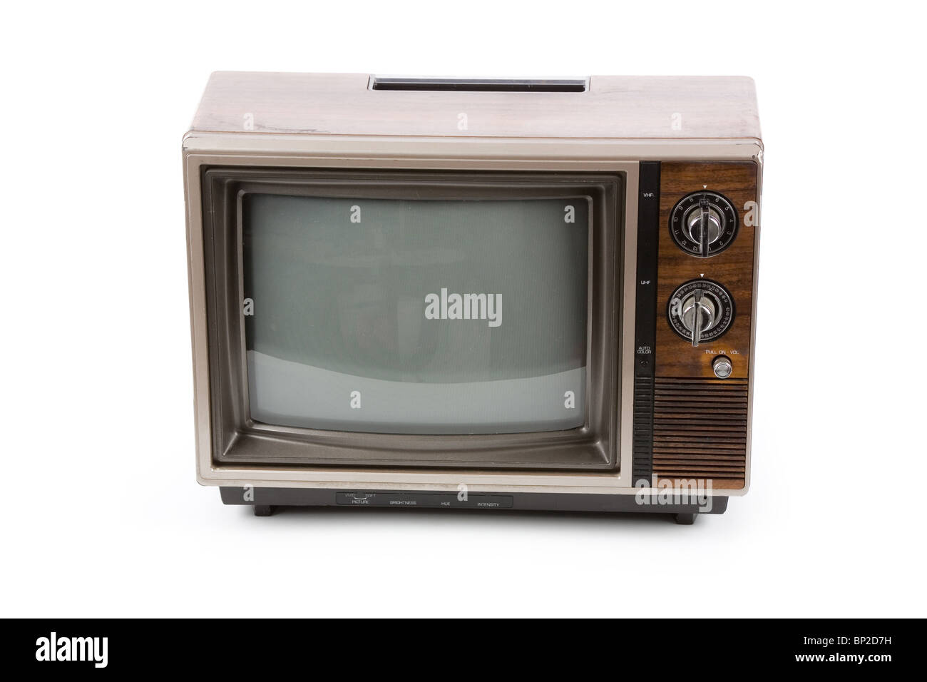 Vecchia Televisione con sfondo bianco Foto Stock