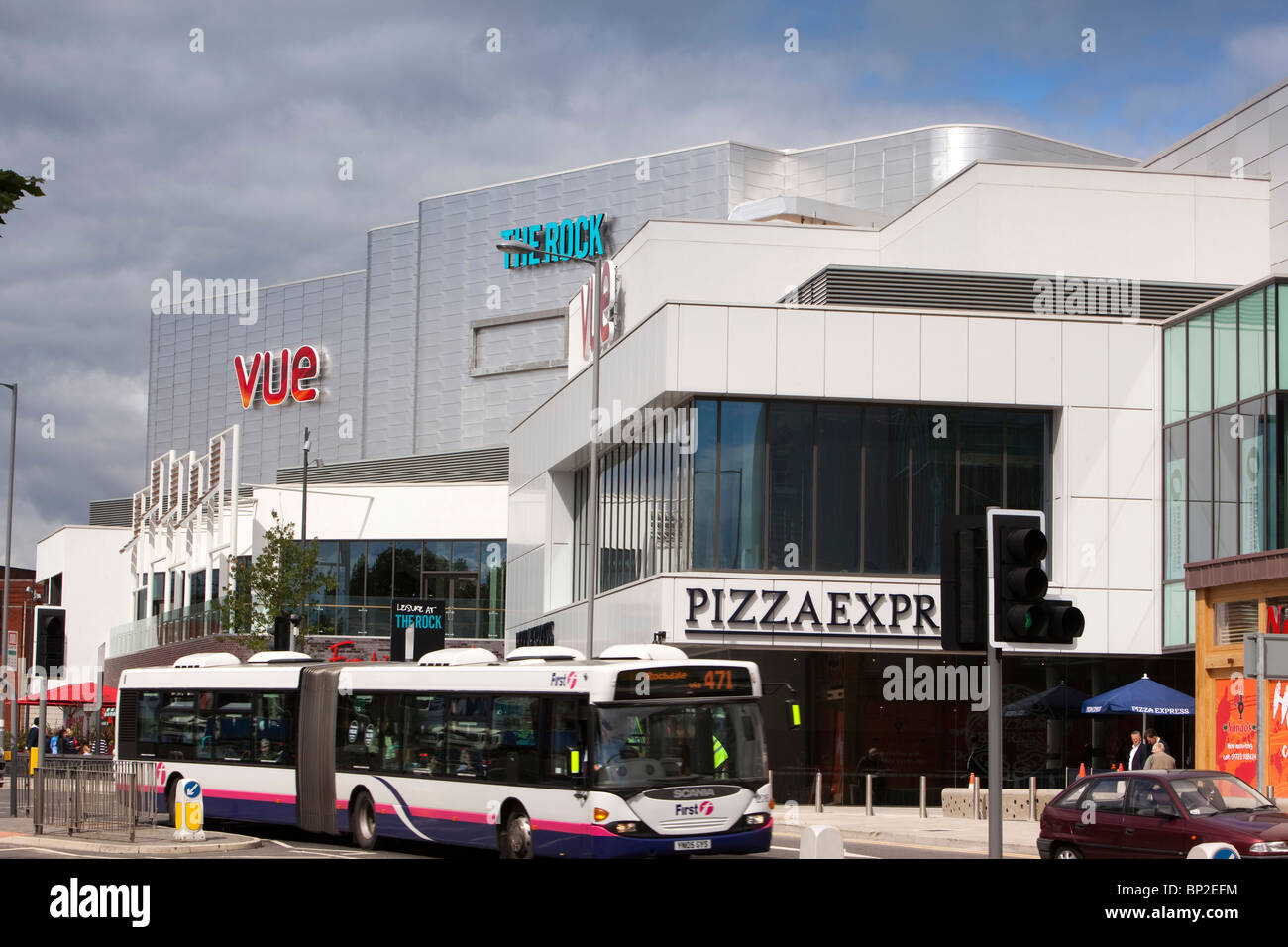 Regno Unito, Inghilterra, Lancashire, Bury, il rock city centre retail e di sviluppo per il tempo libero Foto Stock