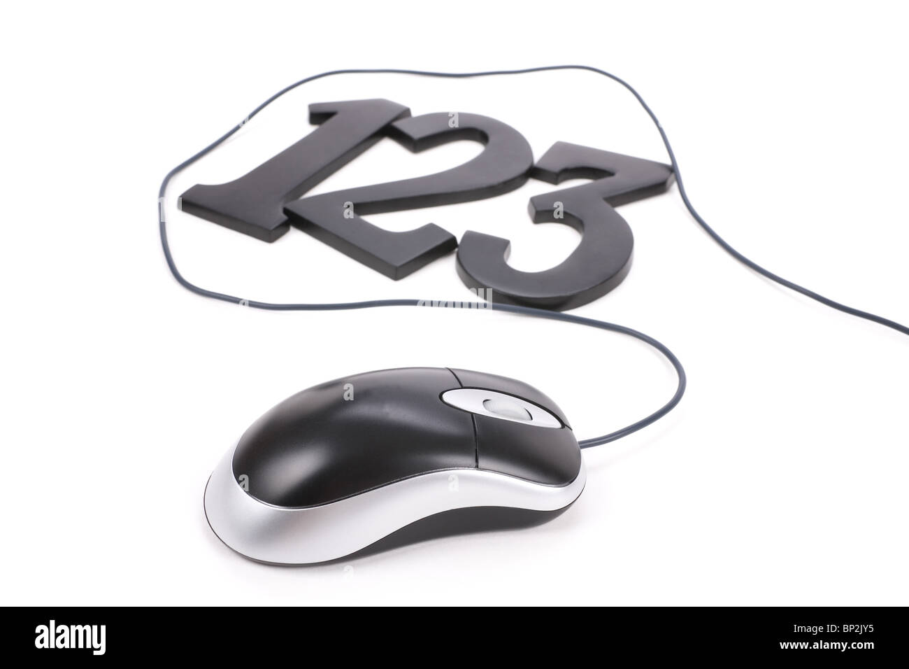 Numero 123 e il mouse del computer, il concetto di facilità di apprendimento Foto Stock