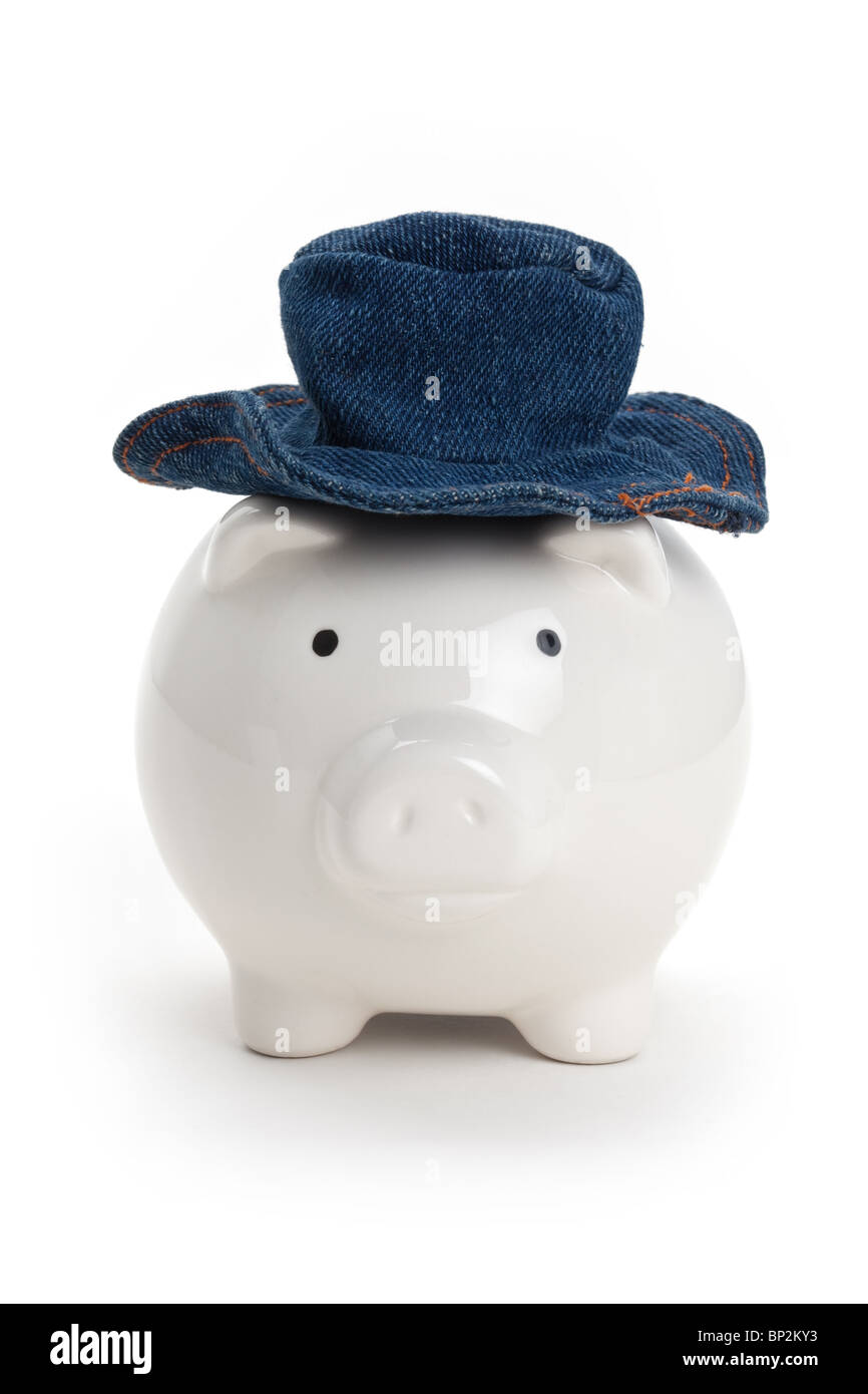 Salvadanaio e cappello da cowboy Foto Stock