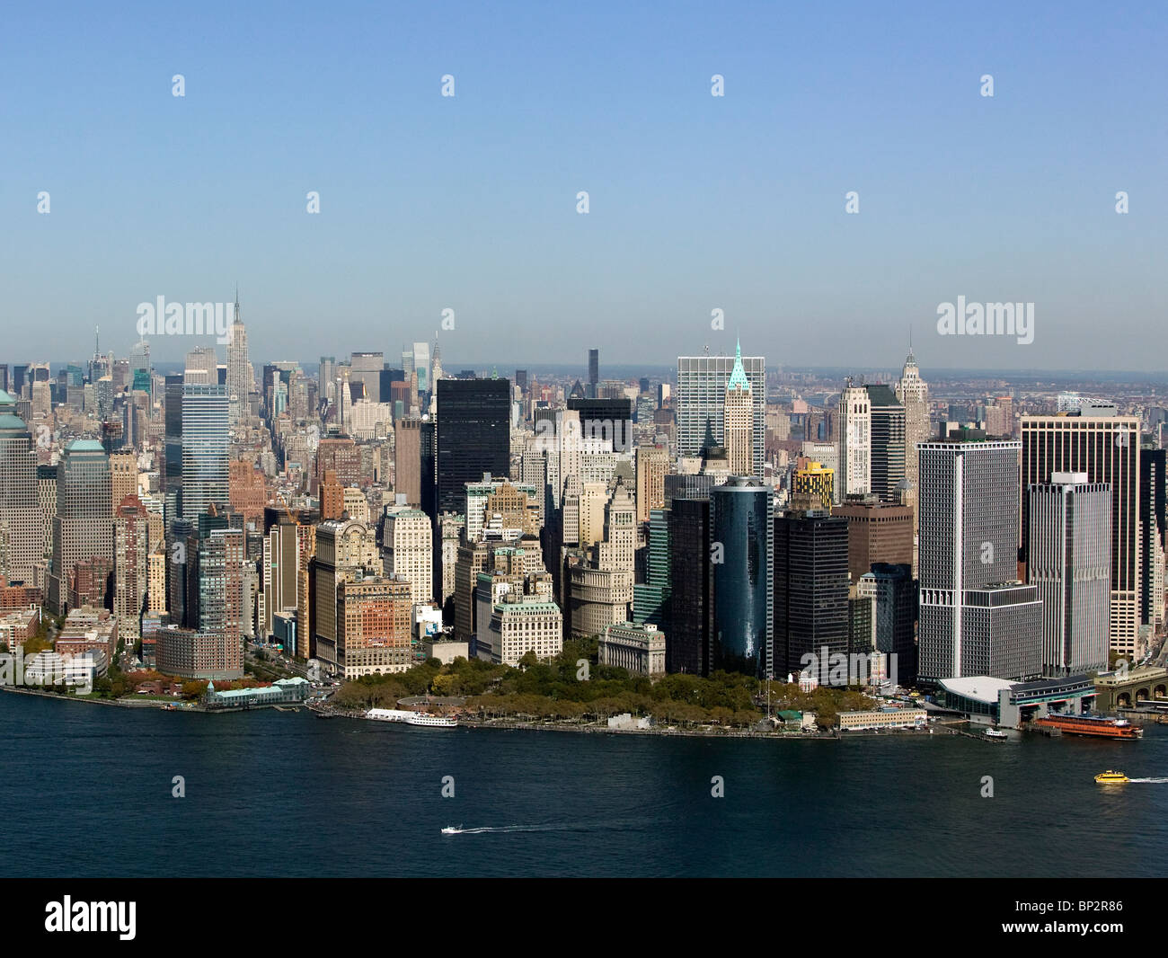 Vista aerea sopra Manhattan New York City Foto Stock