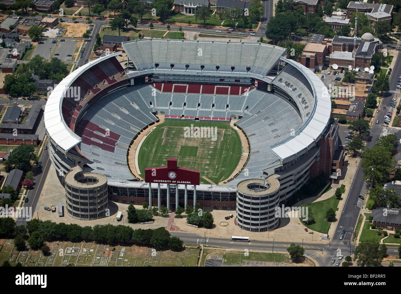 Vista aerea sopra Bryant Denny Stadium University of Alabama Tuscaloosa Foto Stock