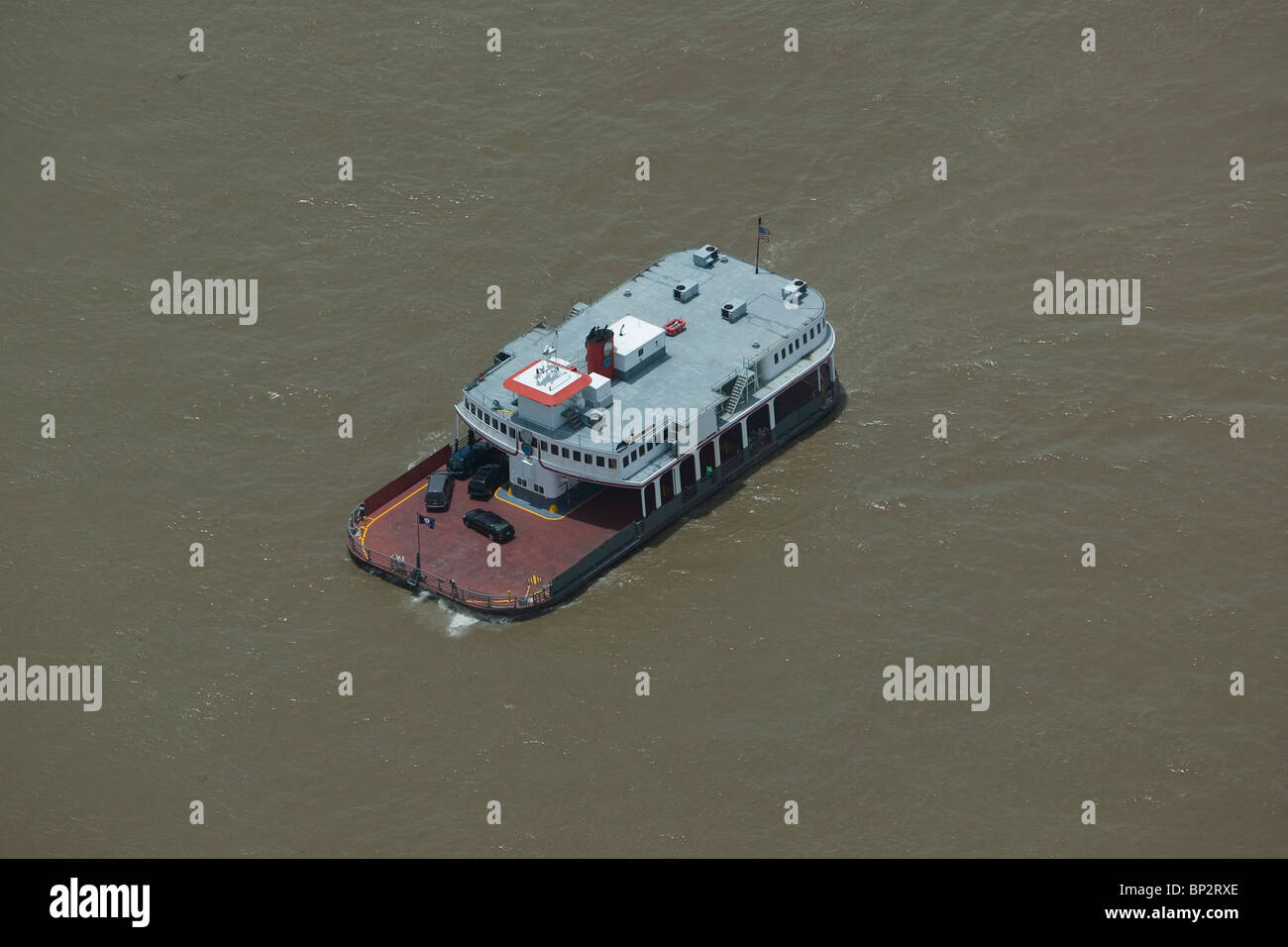 Vista aerea sopra Canal Street Algeri traversata in traghetto del fiume Mississippi New Orleans in Louisiana Foto Stock