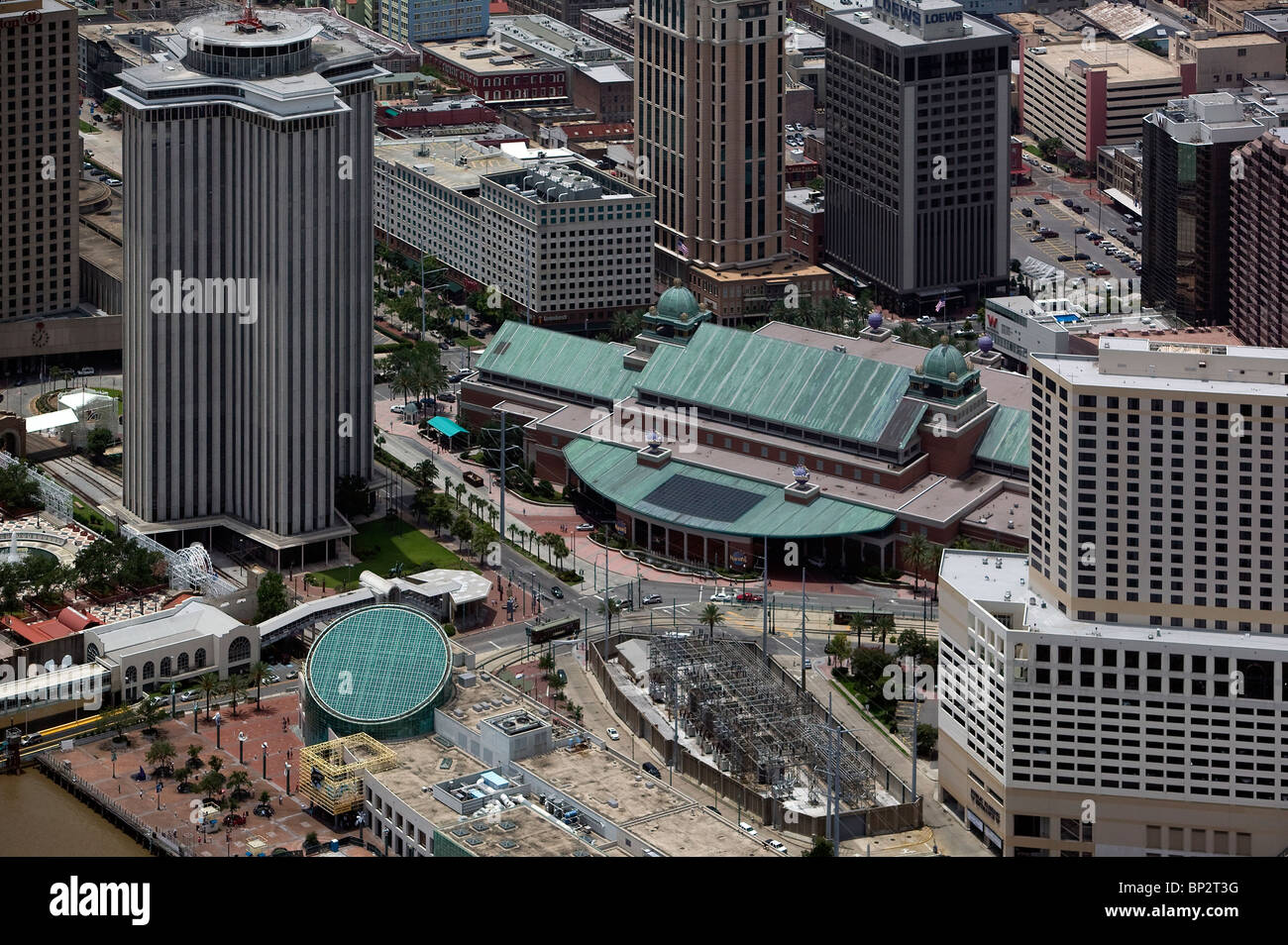 Vista aerea sopra Harrah's Casino New Orleans in Louisiana Foto Stock