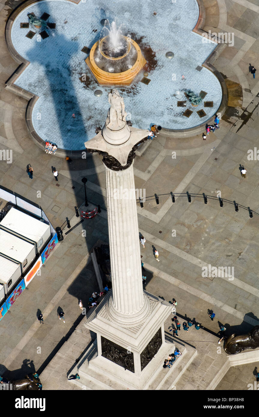 Vista aerea della Colonna di Nelson, Trafalgar Square, Londra Foto Stock