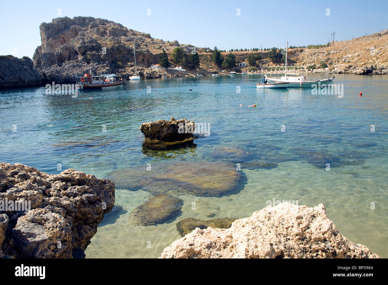 St Paul Bay, Agios Pavlos, Lindos, l' isola di Rodi, Grecia Foto Stock