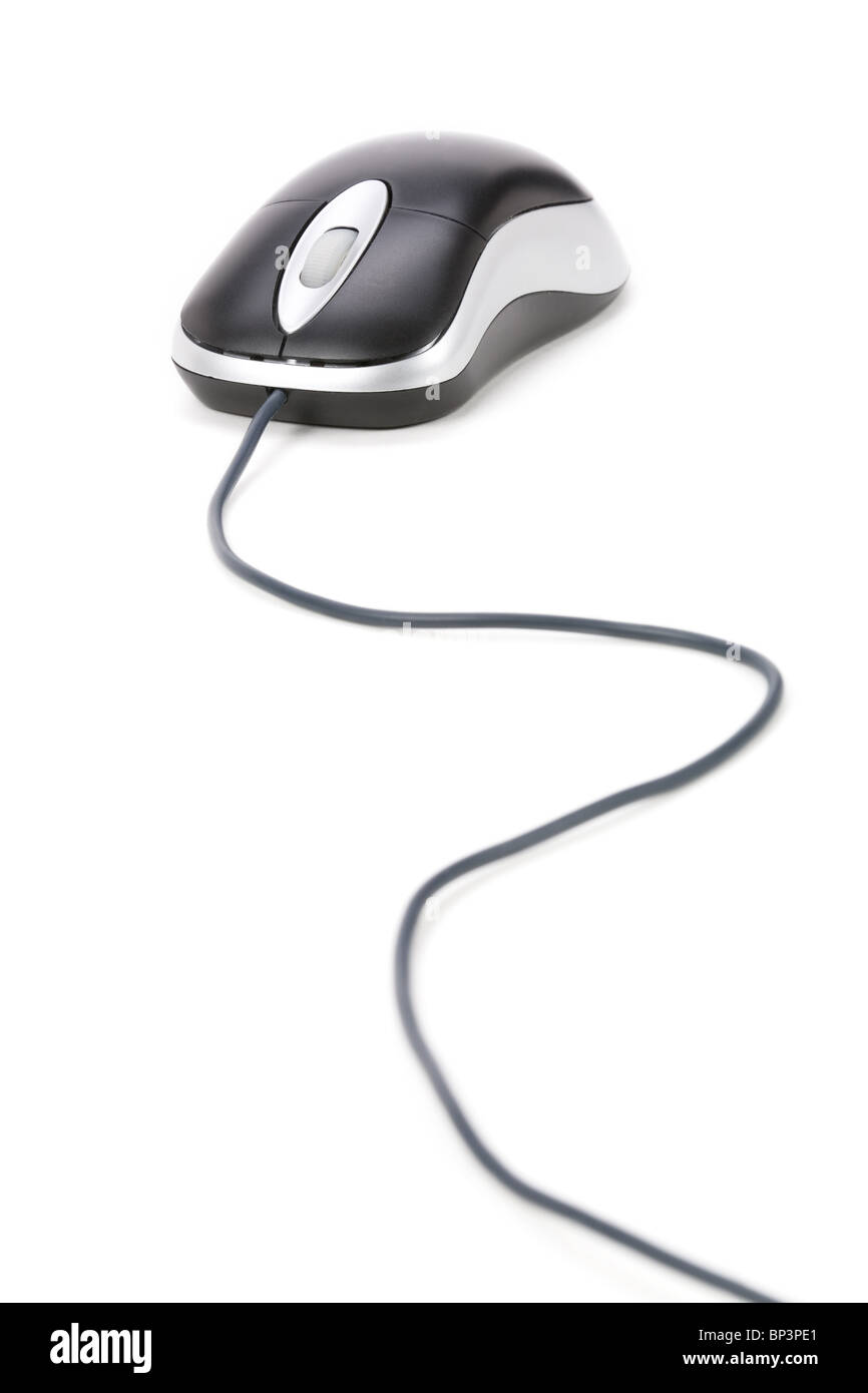 Il mouse del computer con sfondo bianco Foto Stock