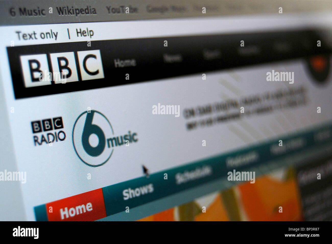 Una illustrazione della foto della BBC 6 Music Website o homepage Foto Stock