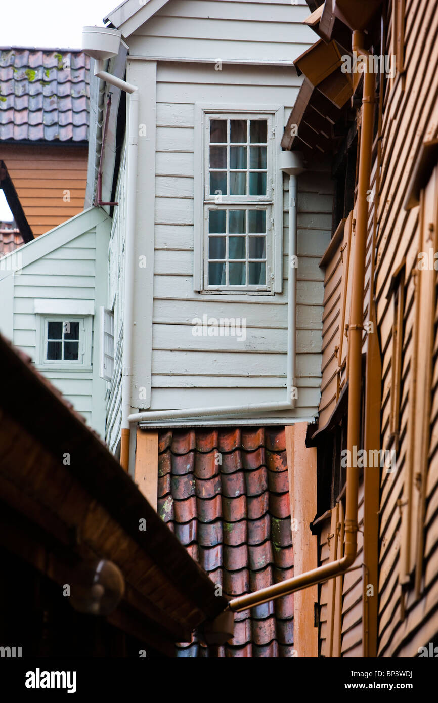 Norvegia Bryggen anseatica di edifici commerciali Foto Stock
