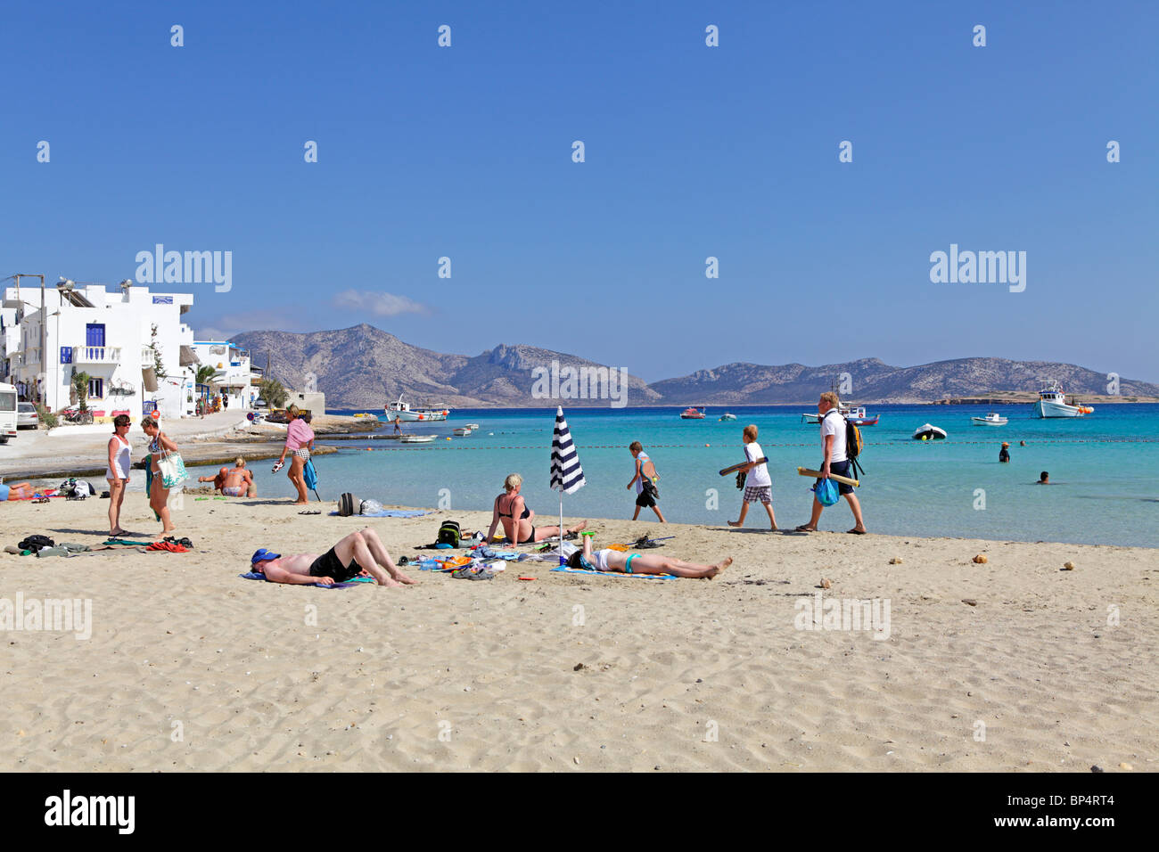 Spiaggia della città principale, Isola di Koufonisi, Cicladi, ISOLE DELL' EGEO, Grecia Foto Stock