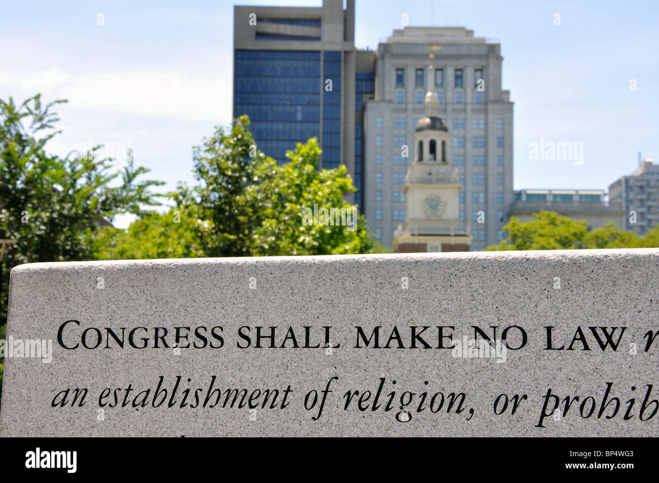 Il primo emendamento della Costituzione degli Stati Uniti memorial, Philadelphia, Pennsylvania, STATI UNITI D'AMERICA Foto Stock