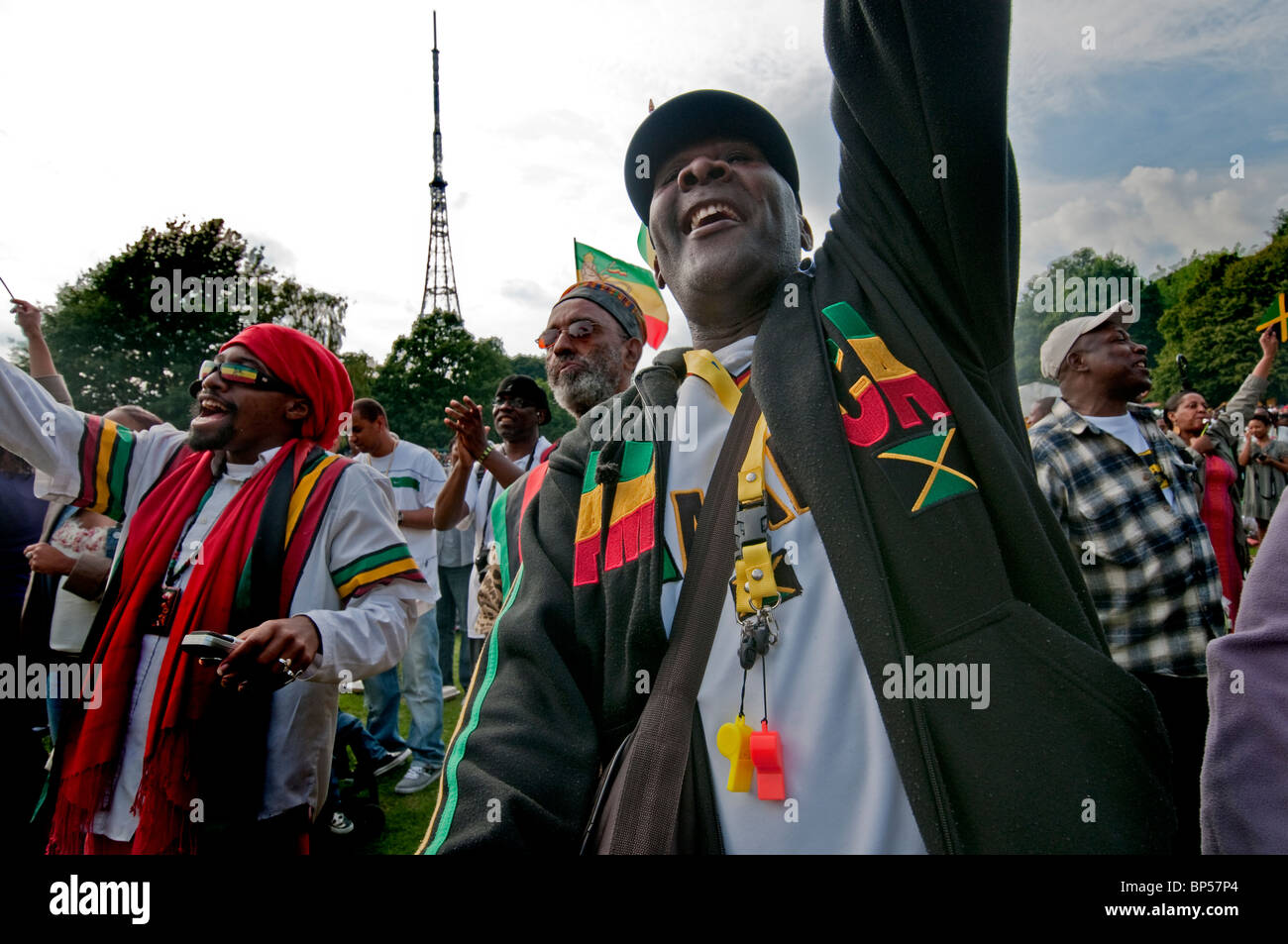 West Indian Jamaican family day al Crystal Palace Park South London Foto Stock