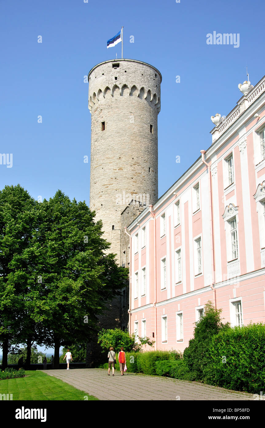 Herman, torre del XIII secolo il castello di Toompea (estone del Palazzo del Parlamento), la Città Vecchia di Tallinn, Harju County, della Repubblica di Estonia Foto Stock
