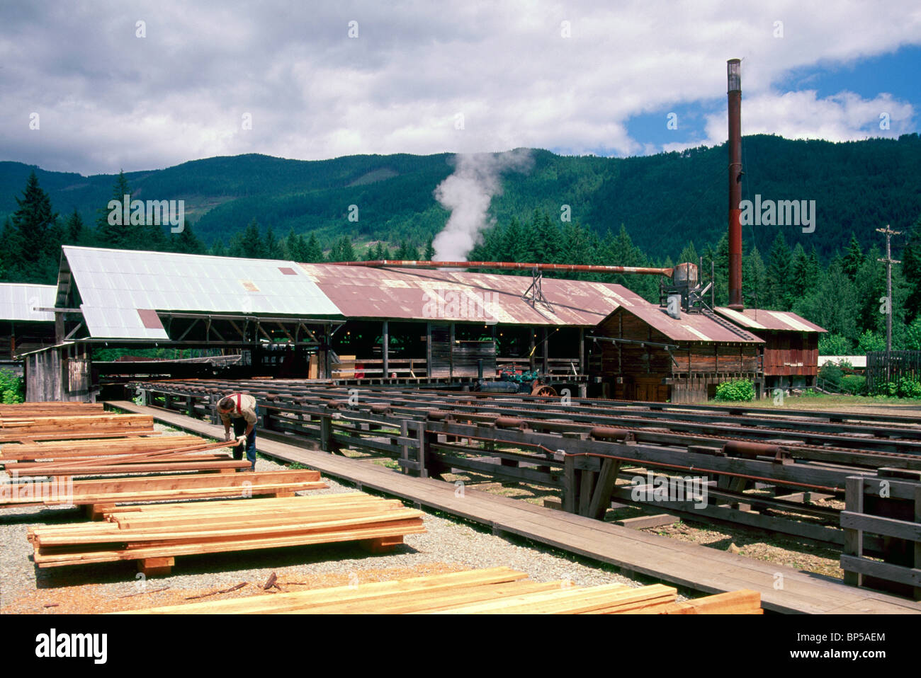 Port Alberni, BC, Isola di Vancouver, British Columbia, Canada - McLean Mill National Historic Site, Patrimonio segheria a vapore Foto Stock