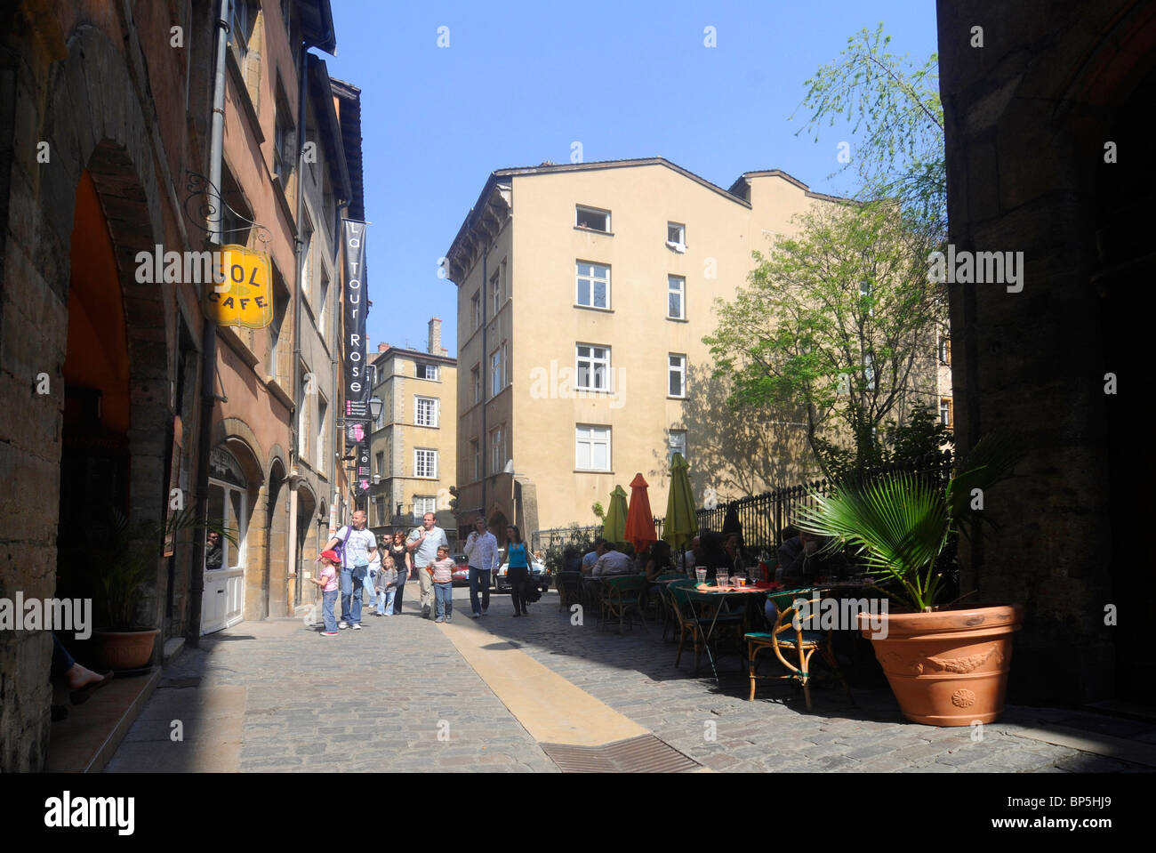 Il quartiere della città vecchia di Lione, in Francia. Foto Stock