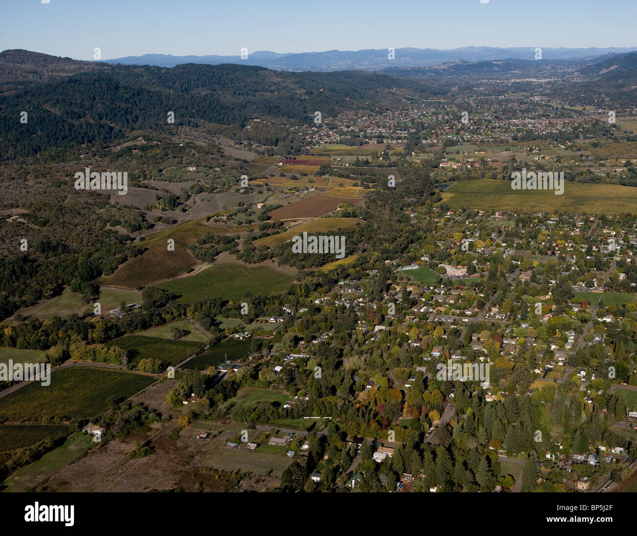 Vista aerea al di sopra di Sonoma Valley in California Foto Stock