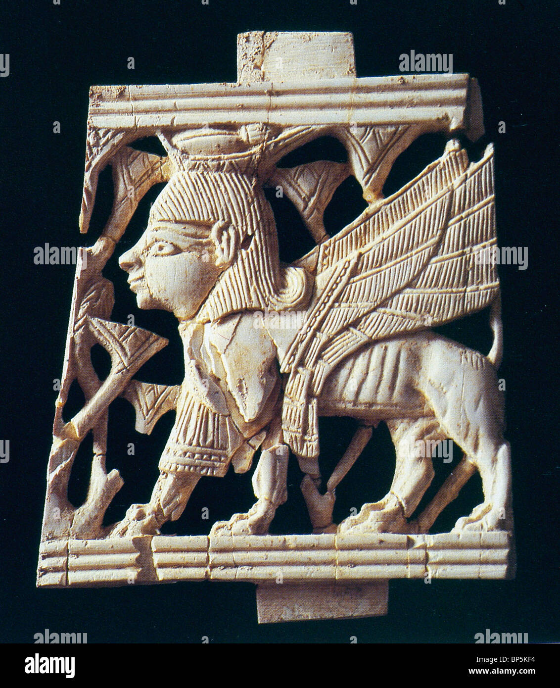 Avorio da Samaria risalente 9-8Th. C. BC. L'oggetto è stato trovato in Re Achab " AVORIO PALACE' (I Re 22:39) . Il carving Foto Stock