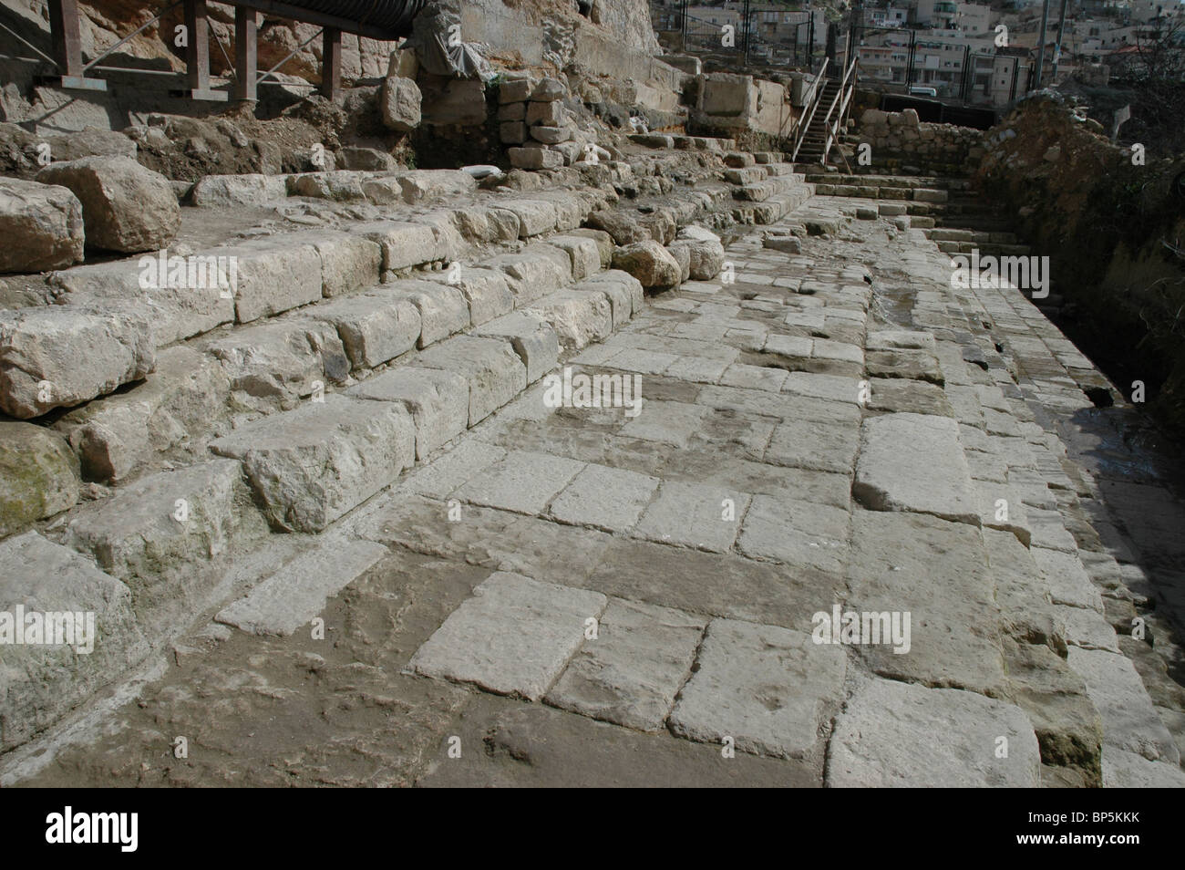 Recentemente scoperti i resti archeologici di una grande piscina vicino al sito tradizionalmente conosciuta come la piscina di Siloe. I reperti Foto Stock