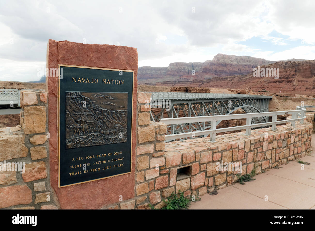 Segno presso il ponte Navajo, Lees Ferry, Arizona, Stati Uniti d'America Foto Stock