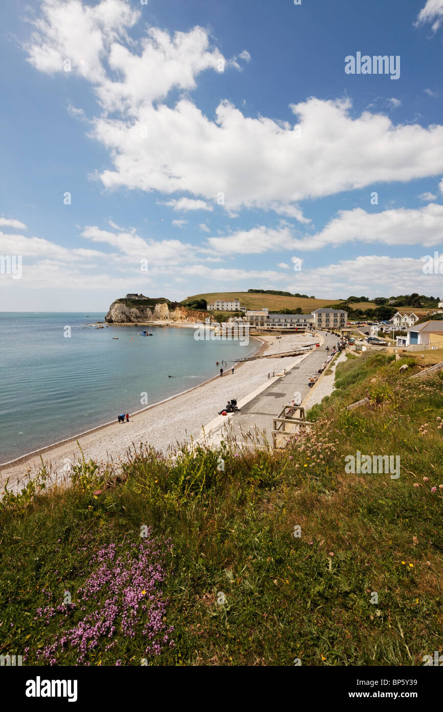 Freashwater bay seafront e spiaggia dell'Isola di Wight Foto Stock