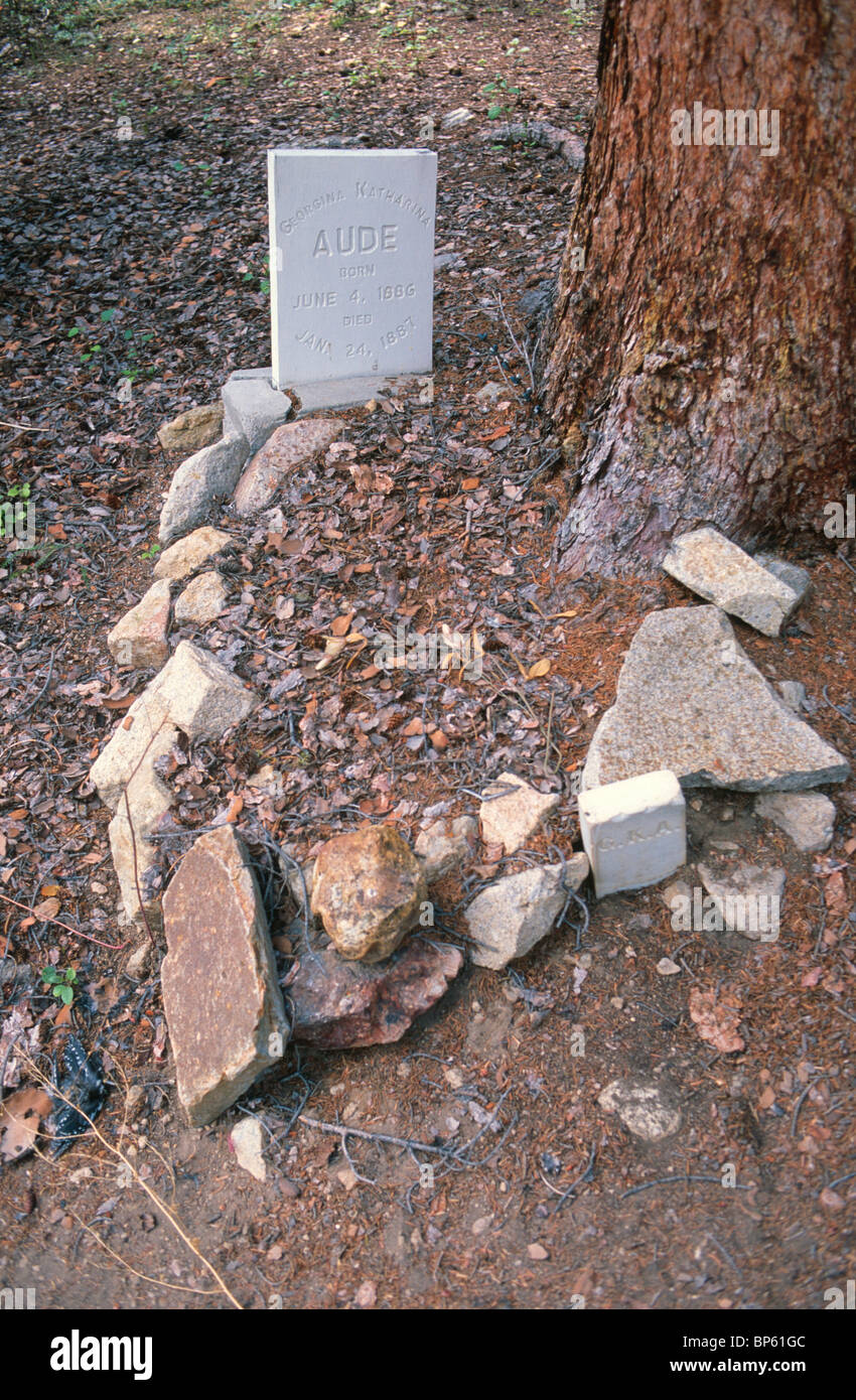 Bambino la sua tomba in montagna città fantasma, Winfield, Colorado, Stati Uniti d'America. Foto Stock