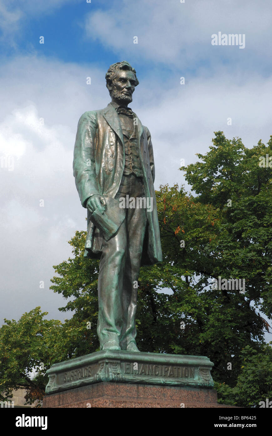 Abraham Lincoln da scultore americano George E. Bissell (1839-1920), nella vecchia Calton Sepoltura, Edimburgo, Scozia. Foto Stock