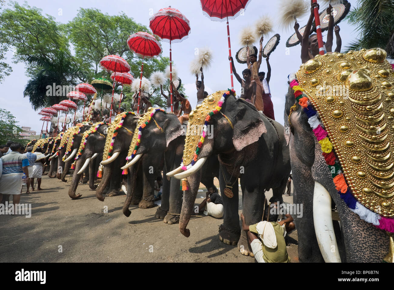 India Kerala Thrissur il Pooram Festival di elefante Foto Stock