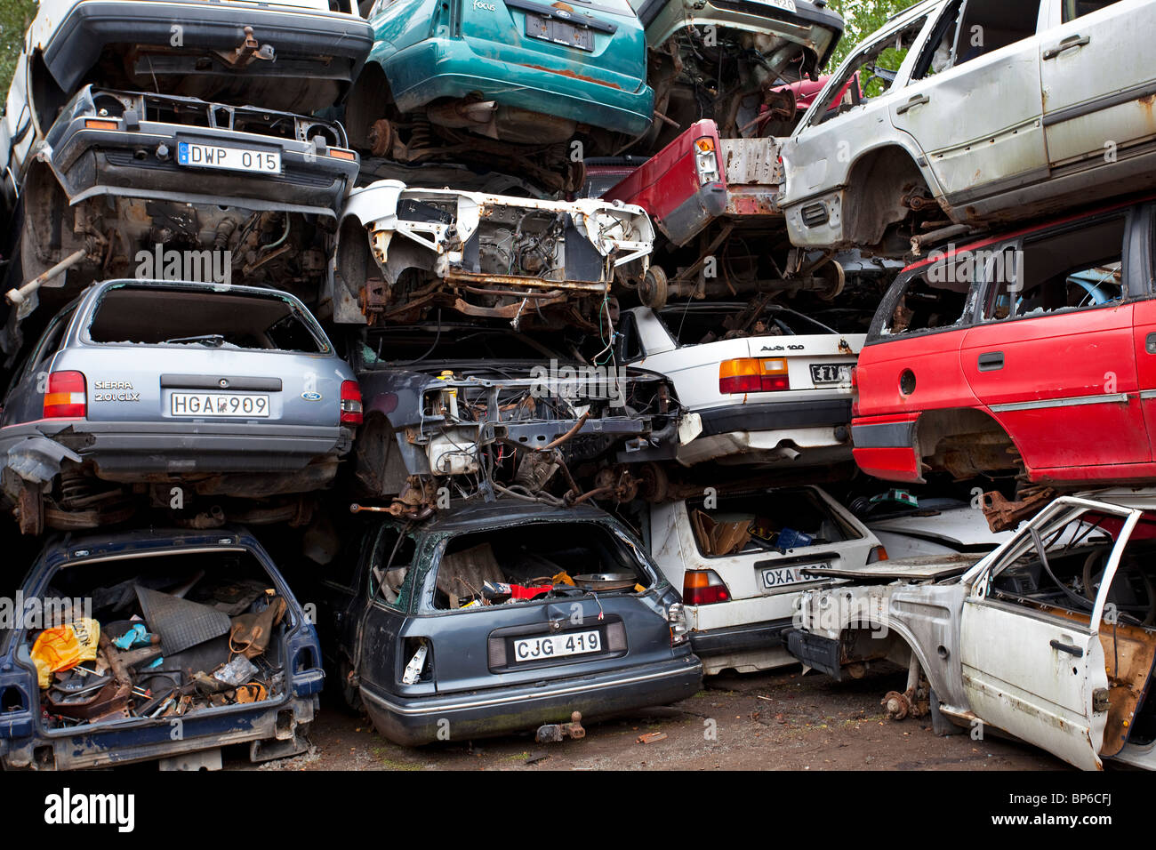Interruttore auto's yard in Svezia Foto Stock
